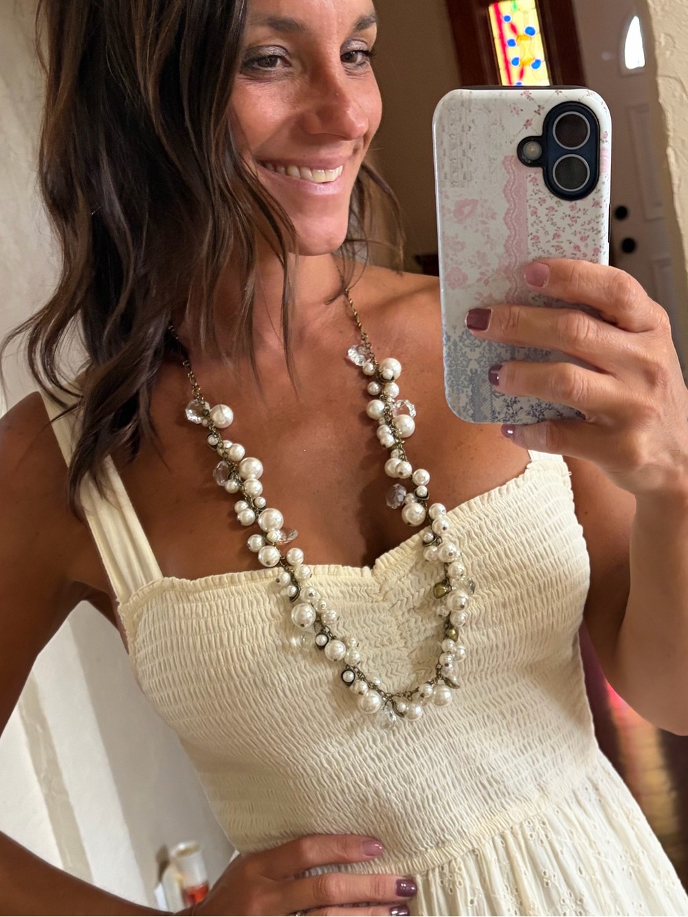 Chloe + Isabel Gold-Tone Faux Pearl Cluster Necklace